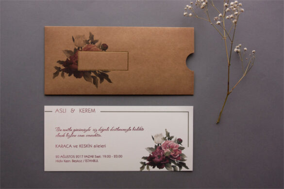 kraft zarflı ince beyaz davetiye