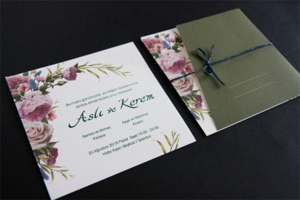 katlanabilir çiçekli davetiye