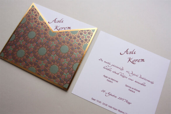 kare geometrik desenli davetiye