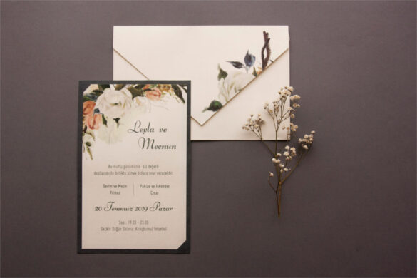 zarfı çiçekli davetiye