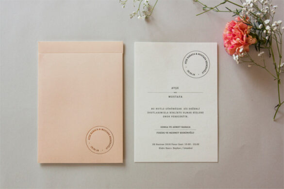 pudra renk zarflı sade davetiye