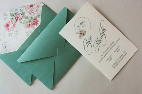 açık yeşil şık davetiye