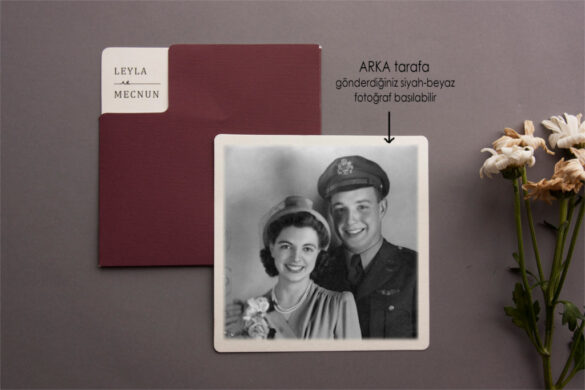 siyah beyaz resim baskılı davetiye