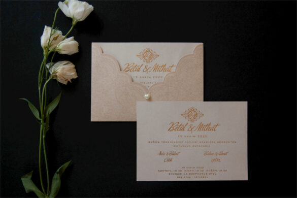 yaldız baskılı soft renk davetiye